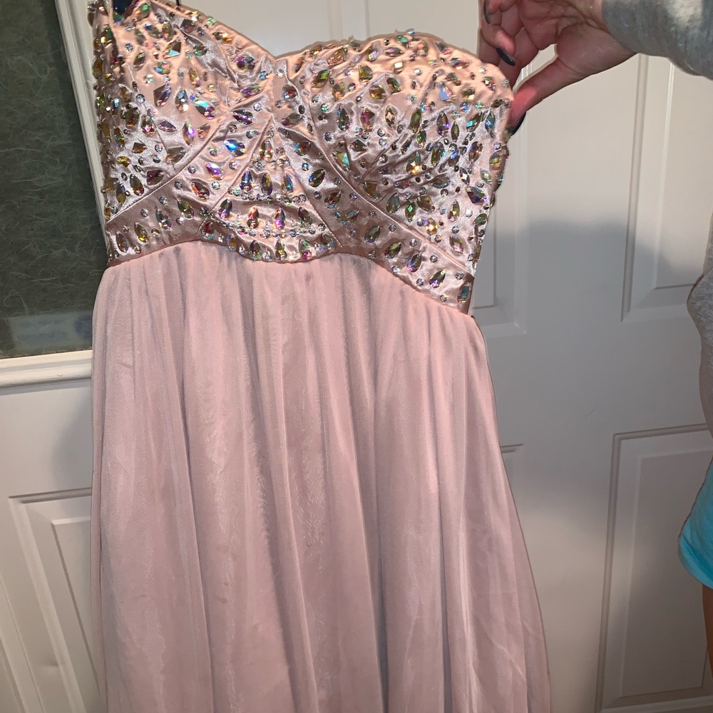 Short light pink prom dress